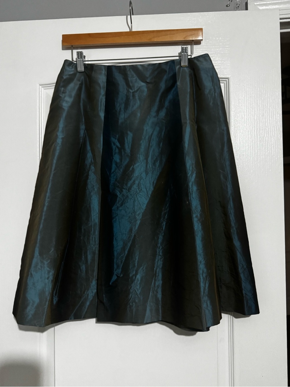 A-Line Teal Silk Preppy Quiet Luxury Vintage Talbots Satin Skirt